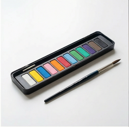 Farvepalette med 12 farver + pensel